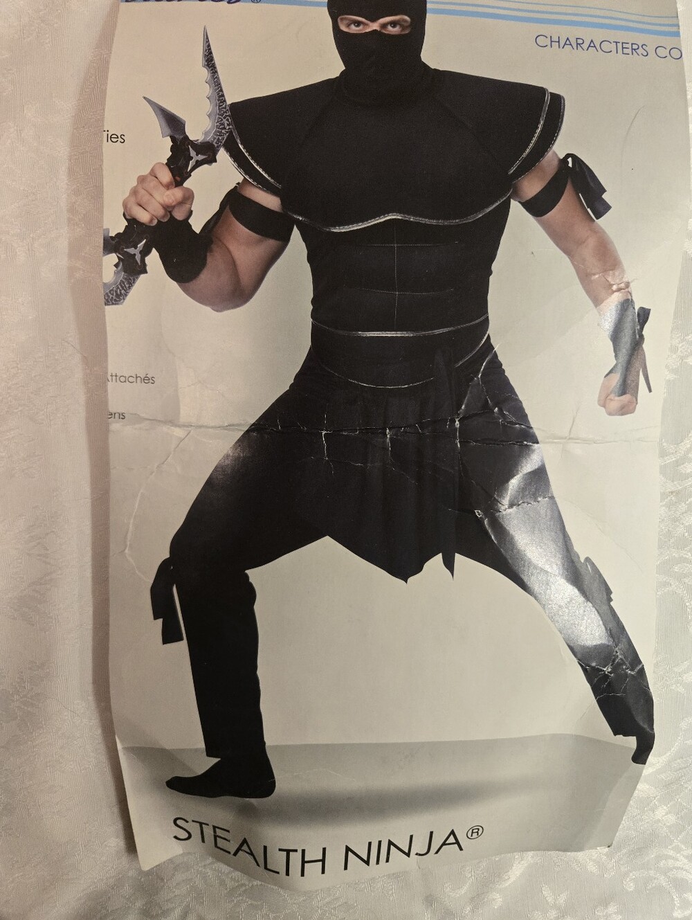 Mens Stealth Ninja Masquerade Party Mask Costume - Black With Silver Trim MED